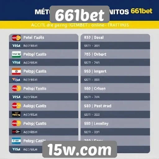 Métodos de pagamento aceitos pelo 661bet